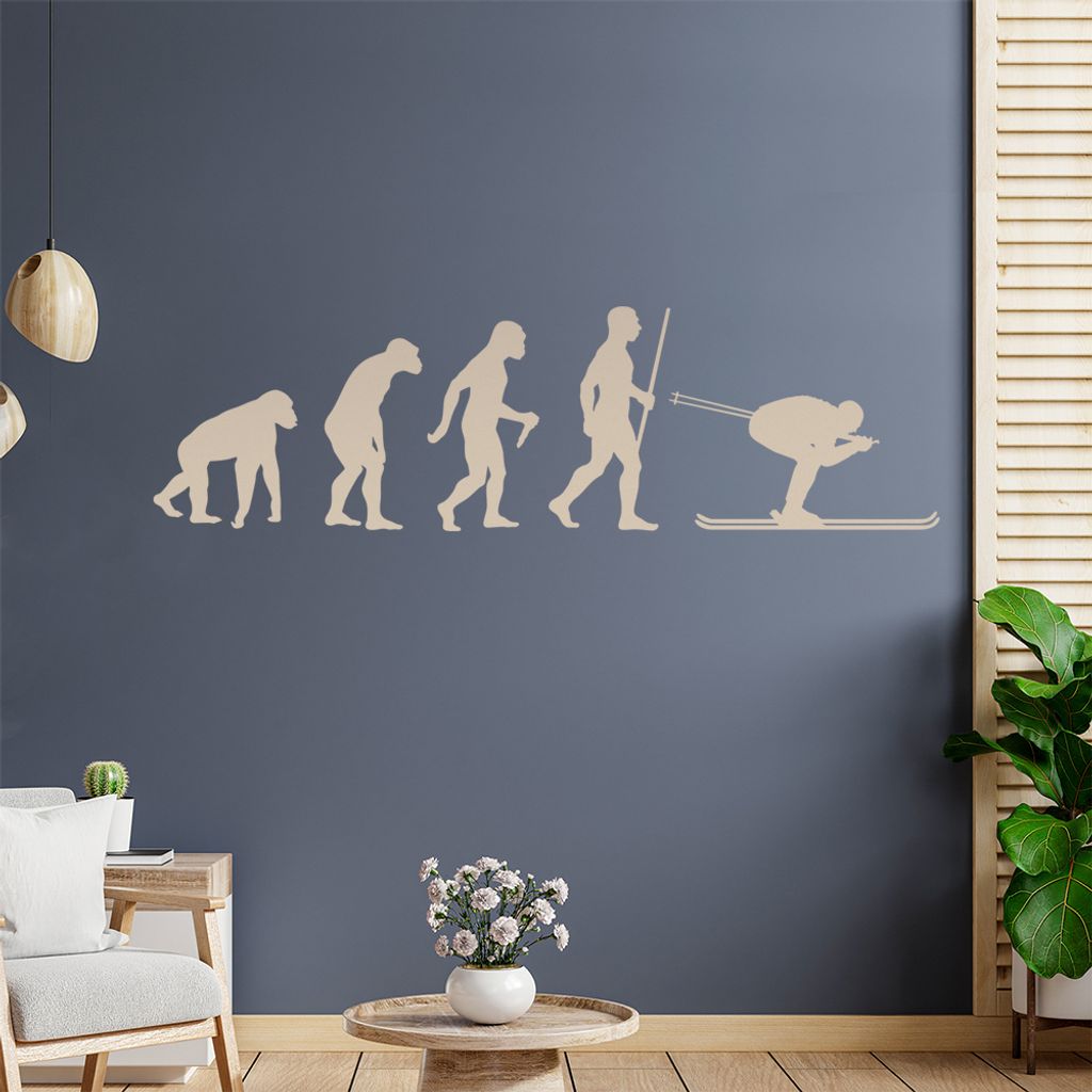 Skispringen Sport Evolution Wandtattoo Wandaufkleber Wall Sticker - Dekoration, Küche, Wohnzimmer, Schlafzimmer, Badezimmer