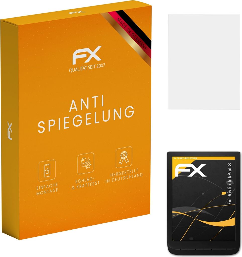 atFoliX FX-Antireflex 2x Schutzfolie kompatibel mit Vivlio InkPad 3 Displayfolie
