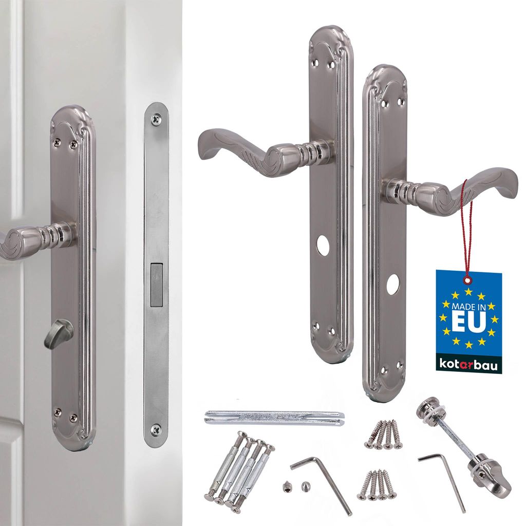 KOTARBAU Türklinke Türgriff Türgriffe 72 mm WC Türklinken Türbeschlag mit Rosette Silber Dekoriert Retro Drückergarnitur Türgriffe Innent...