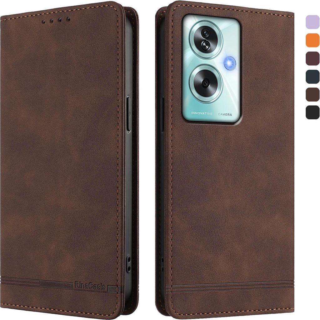 Hülle für Oppo A79 5G, Retro Kunstleder Ständer Klapphülle mit Kartenfächer und Magnetische Braun