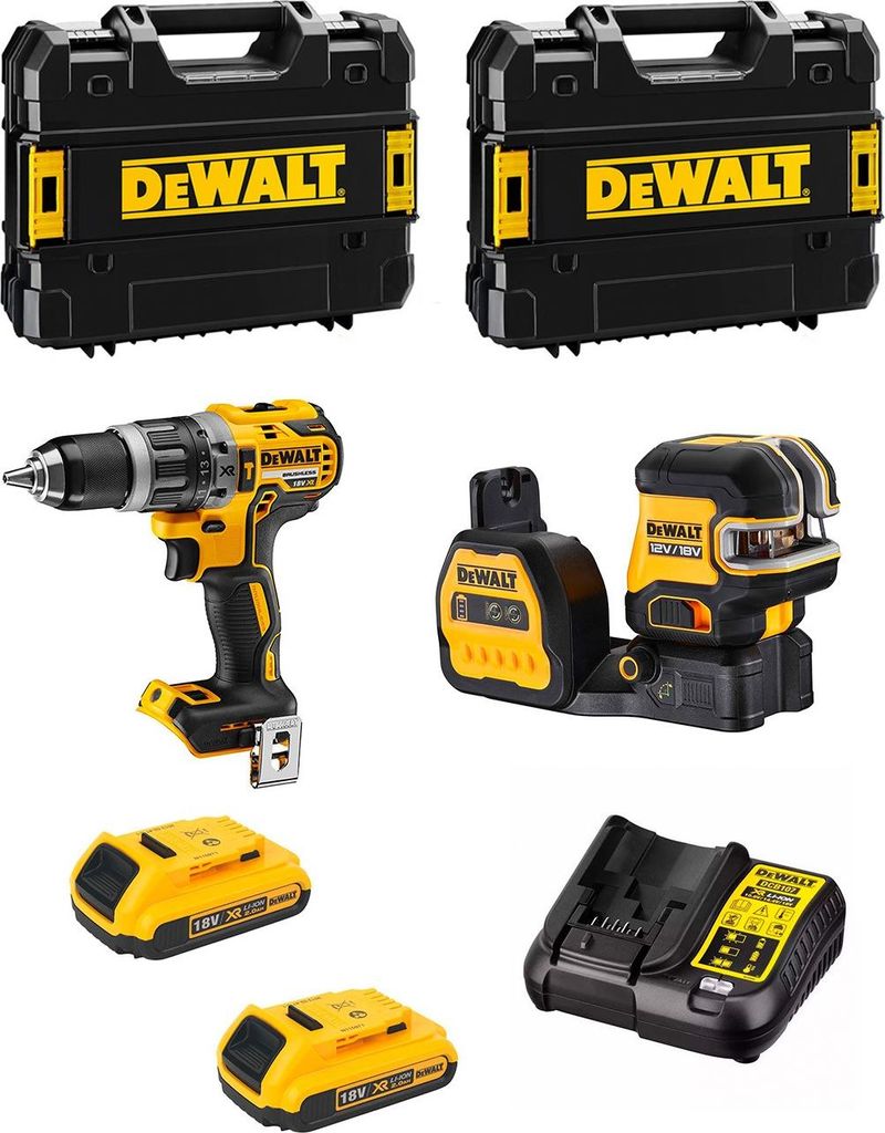 DeWALT Kit MTPROF01 (DCD796 + DCE088NG18 + 2 x 2,0 Ah + DCB107 + 2 x TSTAK II)