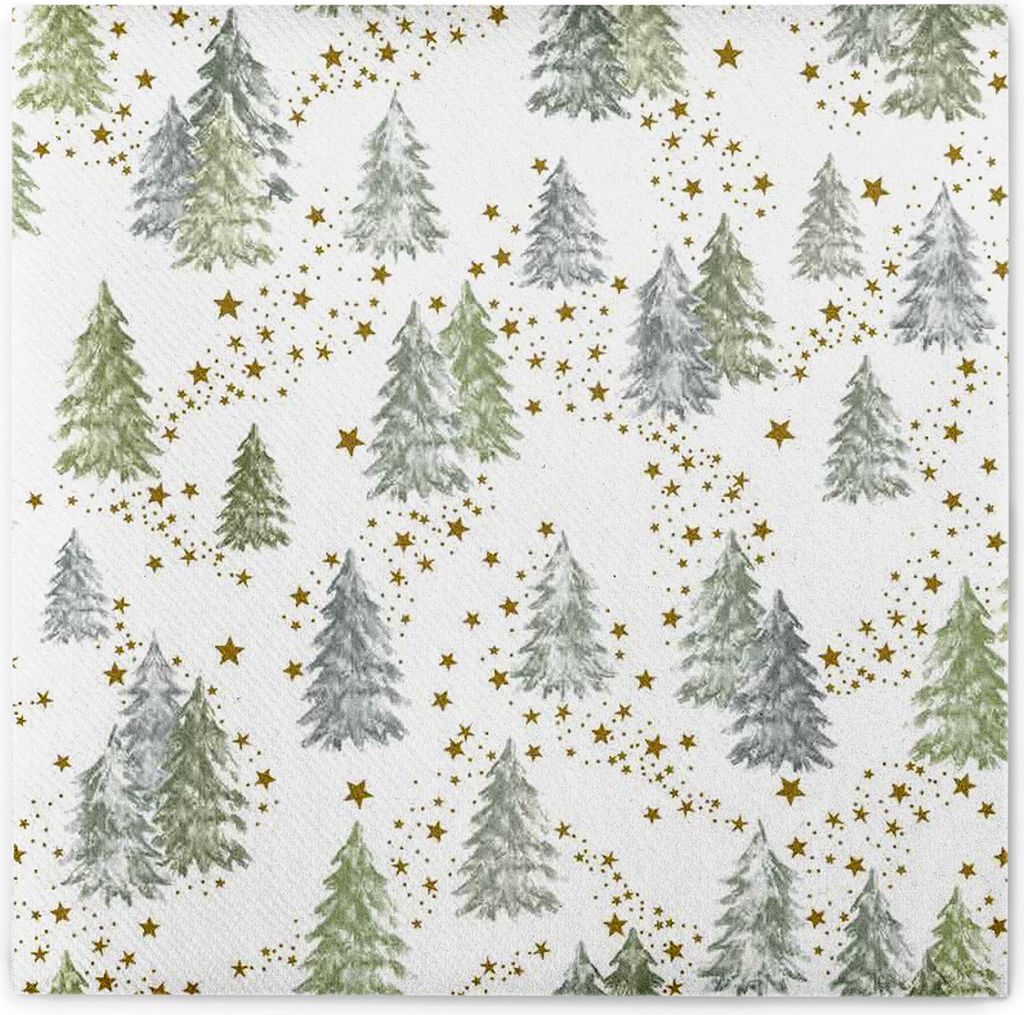 Airlaid Serviette Tommy, 40 x 40 cm, 50 Stück - Mank - Weihnachtsserviette Tannenwald Tannenbäume