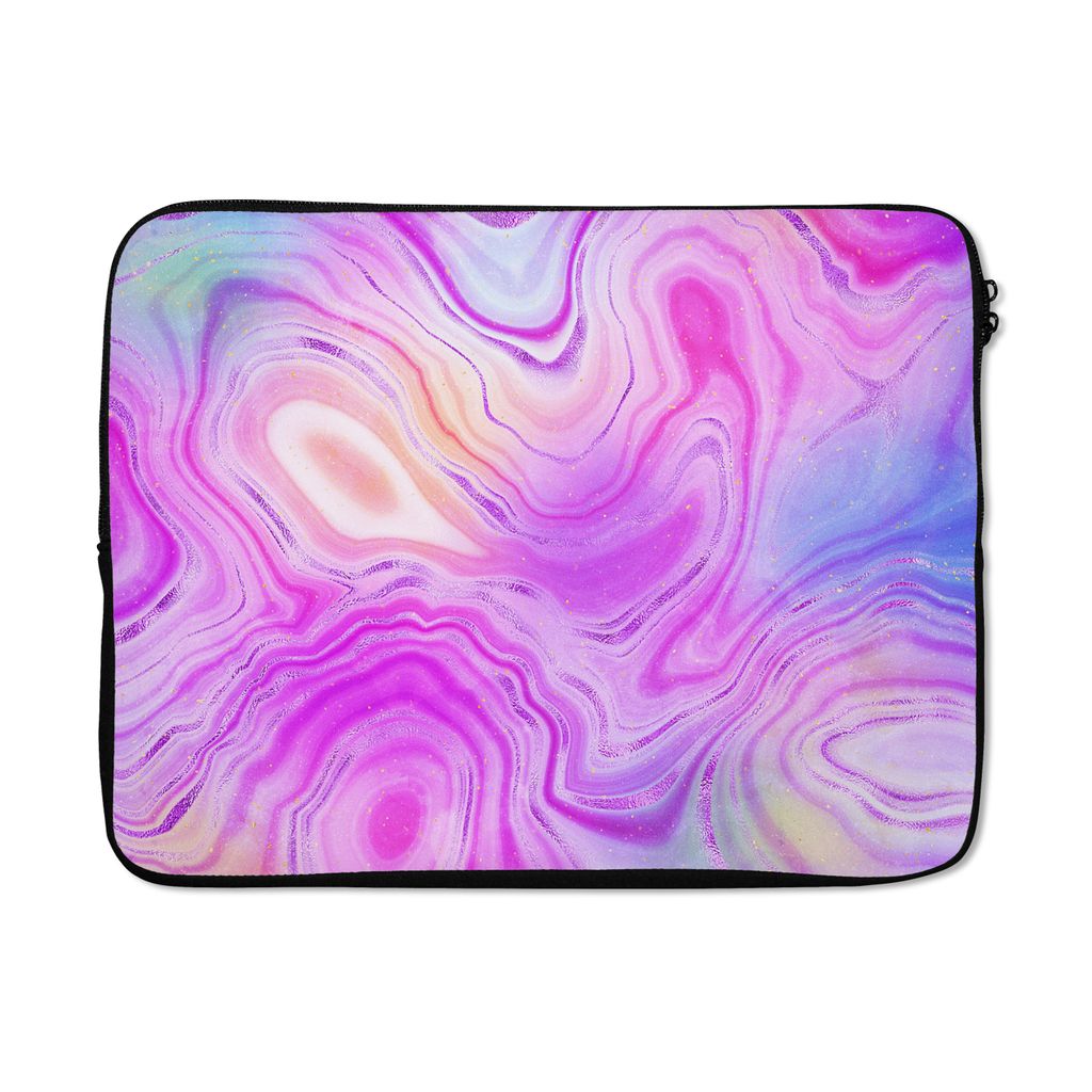 MuchoWow Laptop Hülle 17 Zoll Laptoptasche Neon - Achat-Geode - Steine - Zipper - Schutzabdeckung