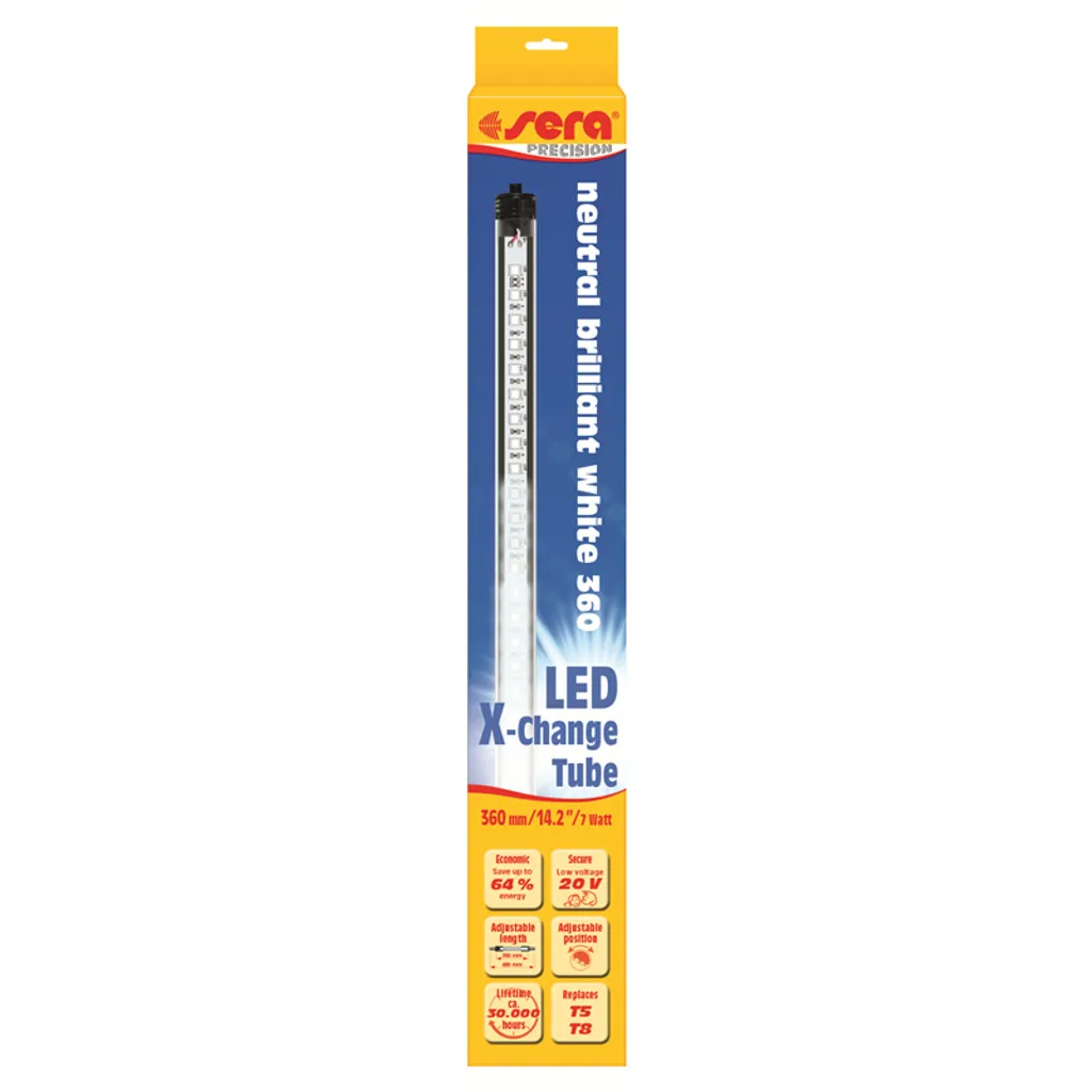 Tube LED 360mm pour Aquarium Sera 7W Blanc Brillant pour Plantes et Poissons