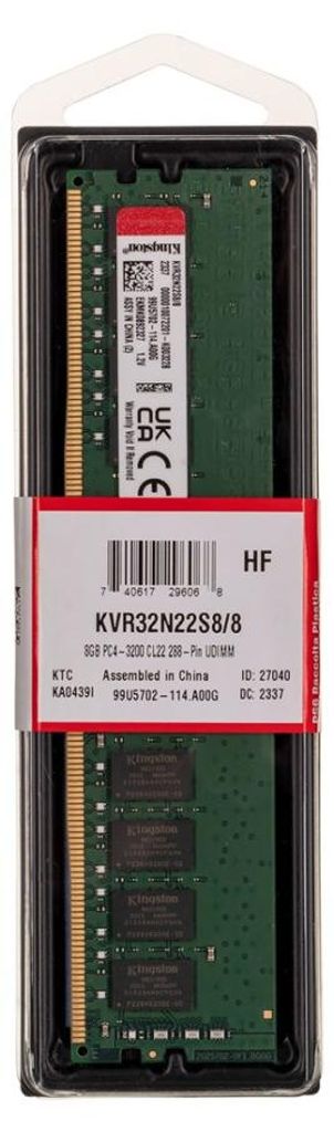 Kingston Technology ValueRAM , 8 GB, 1 x 8 GB, DDR4, Produktbild 