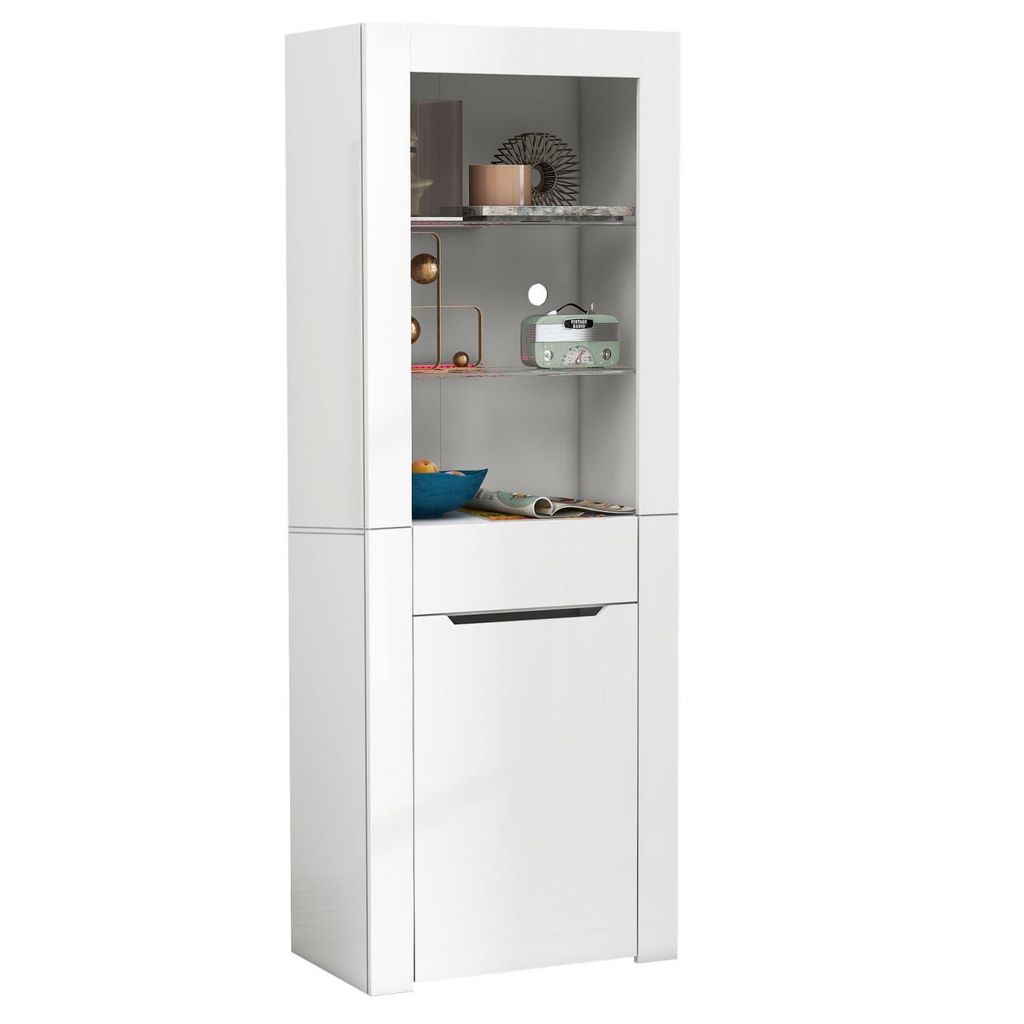 Vitrine mit app LED-Lichtern Bücherschrank Aktenschrank Standvitrine Aufbewahrungsschrank mit Regalen Vitrinenschrank Küchenschrank Bücherschrank