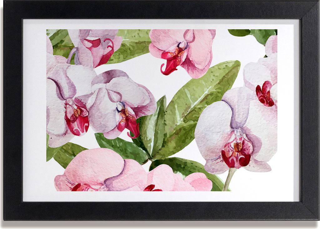 Bild 30x20 MDF-Rahmen, Wandkunst rosa Orchideen