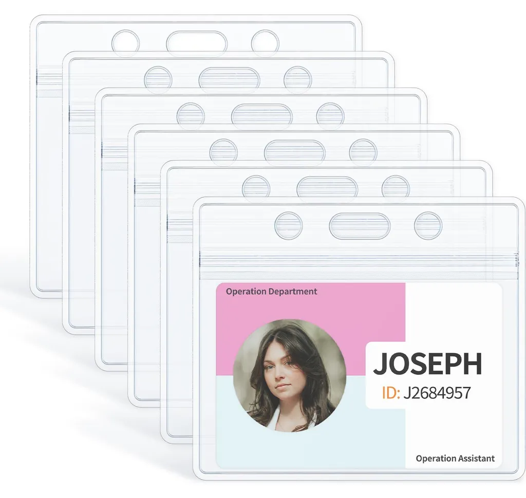 Lot de 6 pochettes porte-carte horizontales en plastique souple transparent