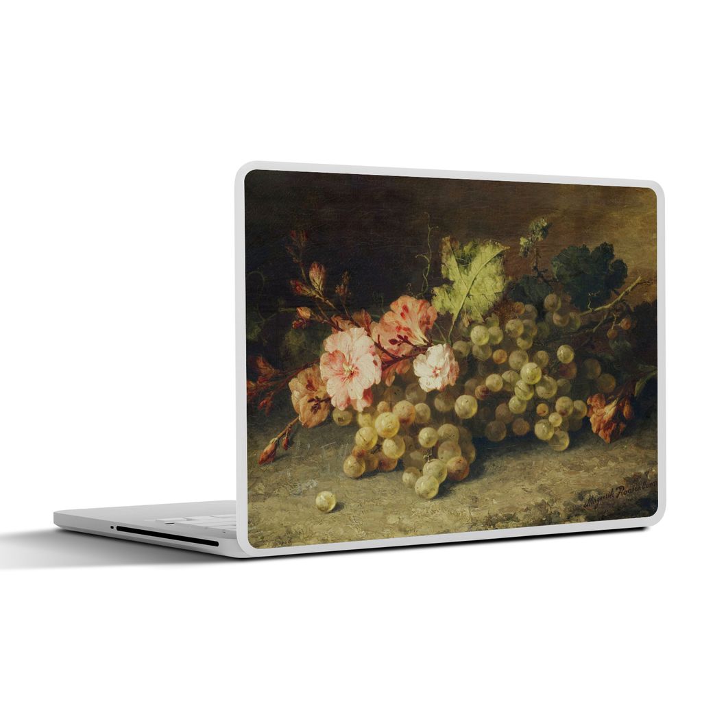 MuchoWow Laptop Aufkleber Sticker Cover Obst - Stilleben mit Weintrauben - Alte Meister 36.5x27.5 cm - Laptop-Sticker