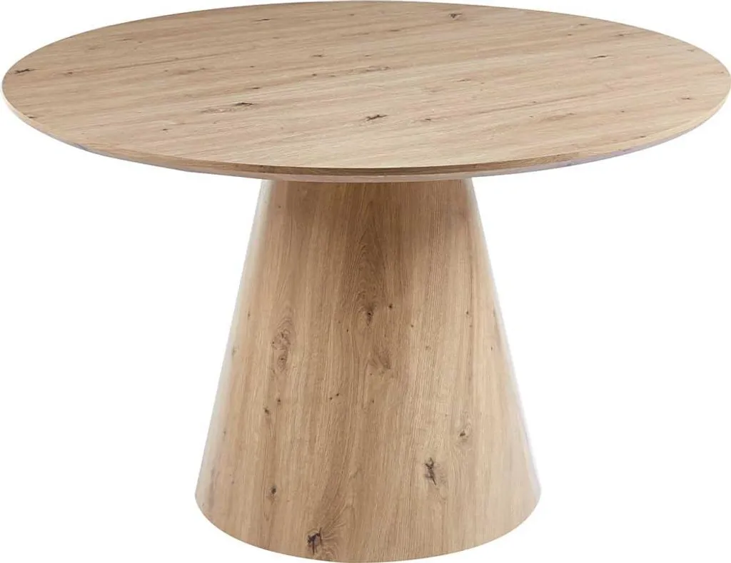 Table de salle à manger ronde 4-6 personnes aspect bois de chêne Tigo