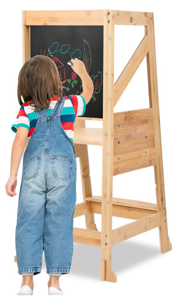 Faziango Lernturm Lernstuhl Hochstuhl Hochstuhl Tritthocker Hochstand Anti-Rutschmatten Füße Entdeckerturm