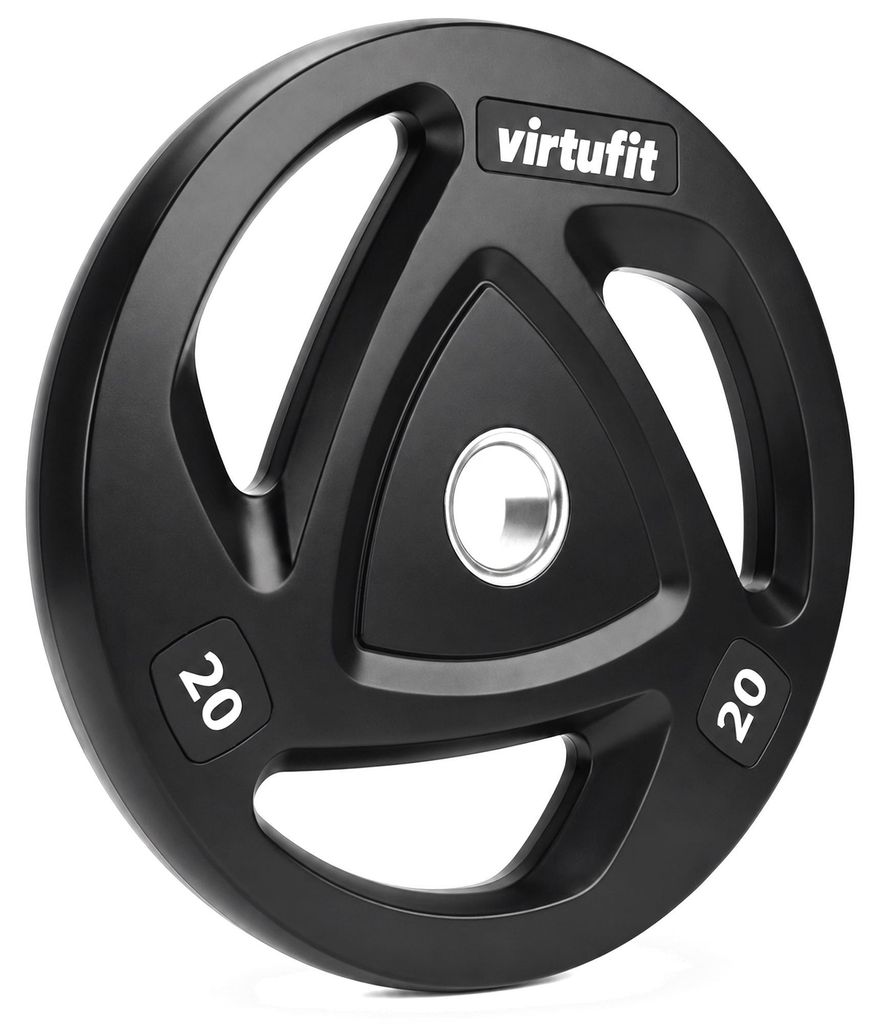 VirtuFit Olympische Gummi-Hantelscheibe 20 kg 3-Griff 50 mm