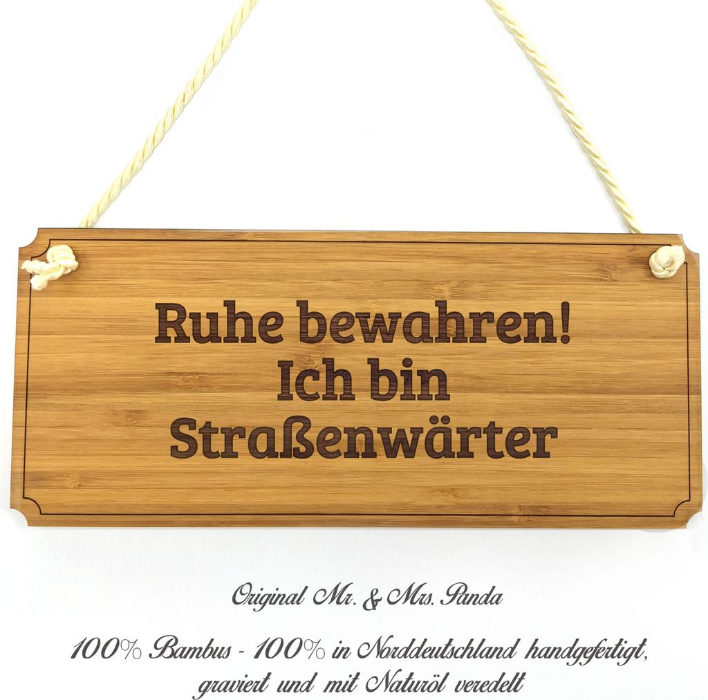 Mr. & Mrs. Panda Schild Straßenwärter - Geschenk, Rente, Shabby, Landhaus, Holzschild, Beruf, Geschenkidee, Graviert, Wegweiser, Türschild, Werb...