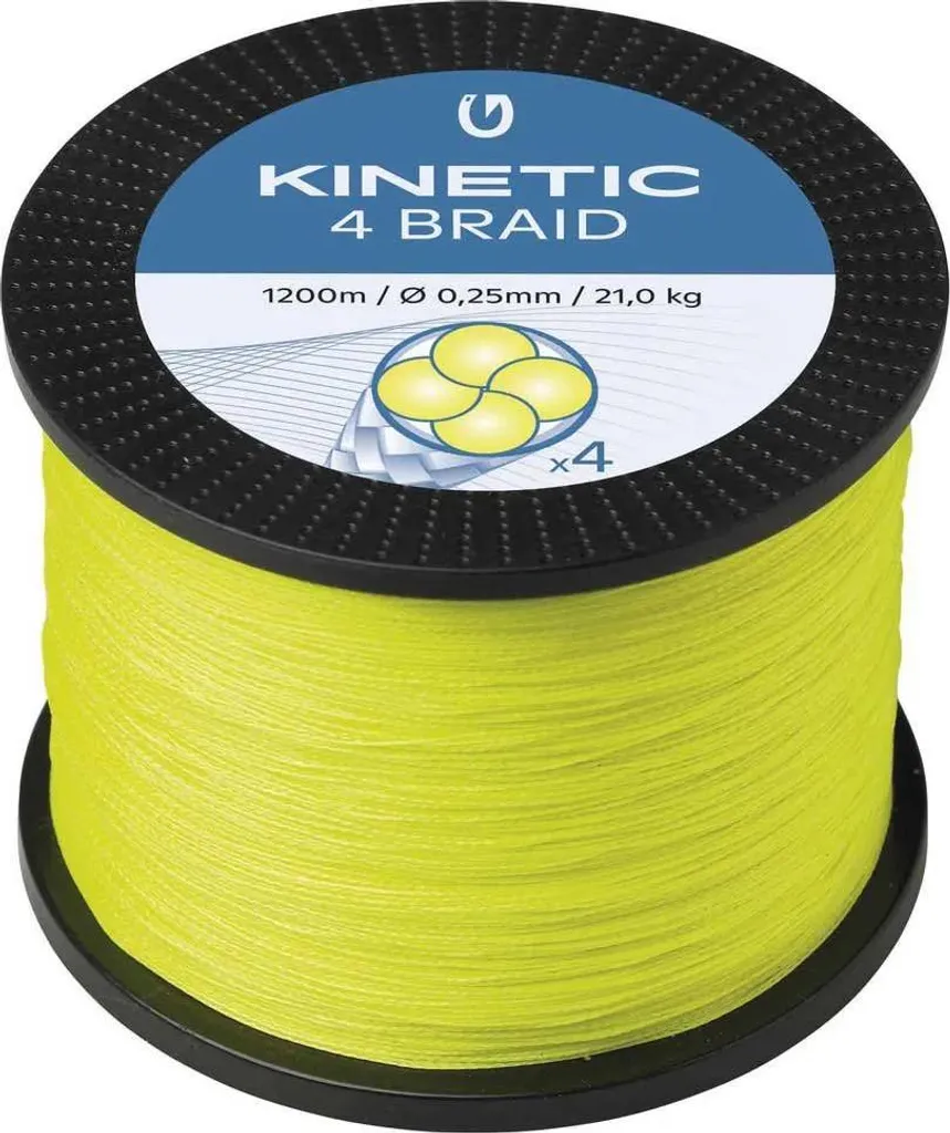 Kinetic Cyber 4 Tresse 1200 M Jaune 0.080 mm - Fil de Pêche Haute Densité