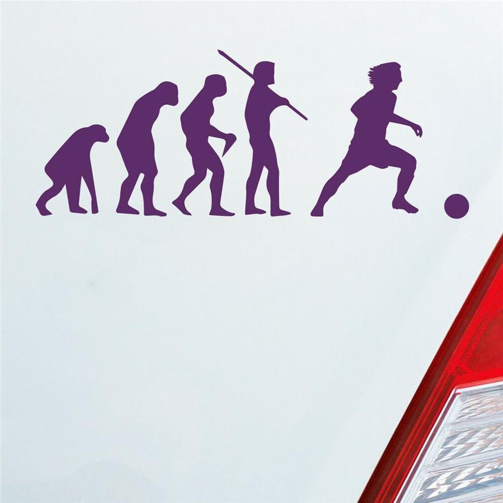 Auto Aufkleber Evolution Fußball Fussball Sport Soccer 15x6 cm Lila Sticker Heckscheibenaufkleber