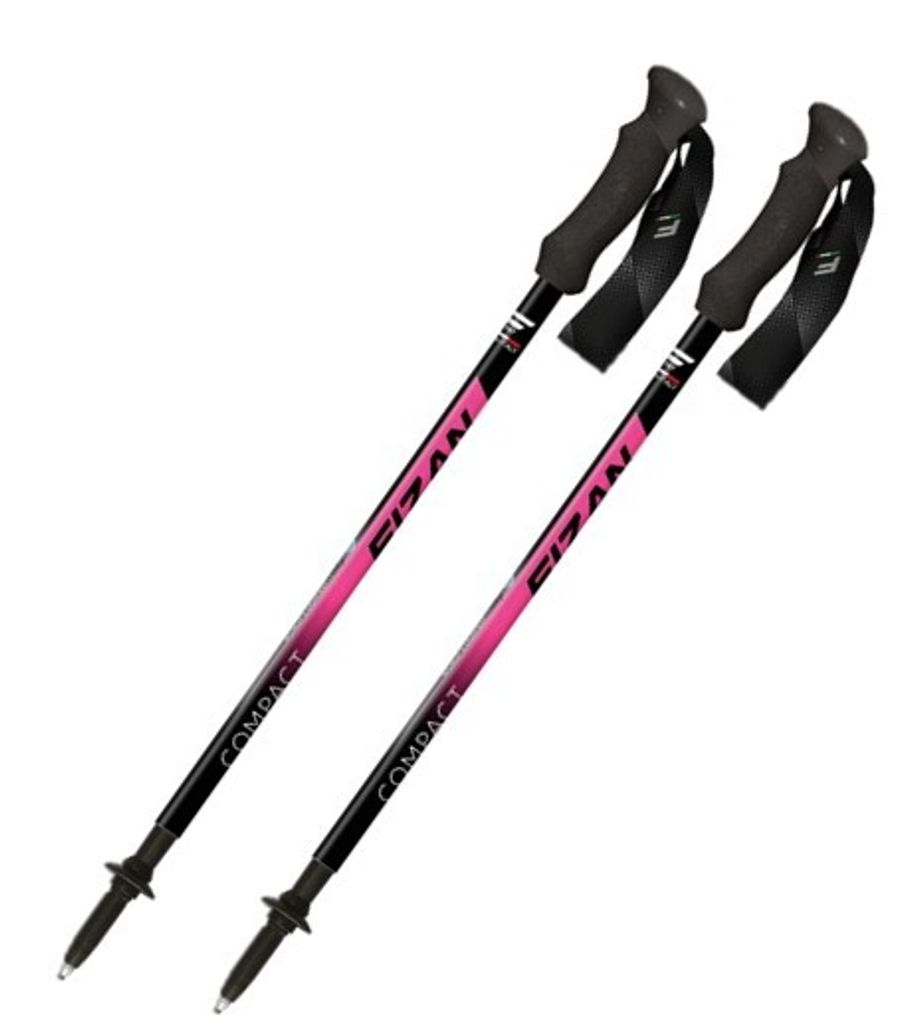 FIZAN Trekkingstock Compact 3 Pink verstellbar 59-132 cm leichtester Alustock der Welt ,nur 158Gramm
