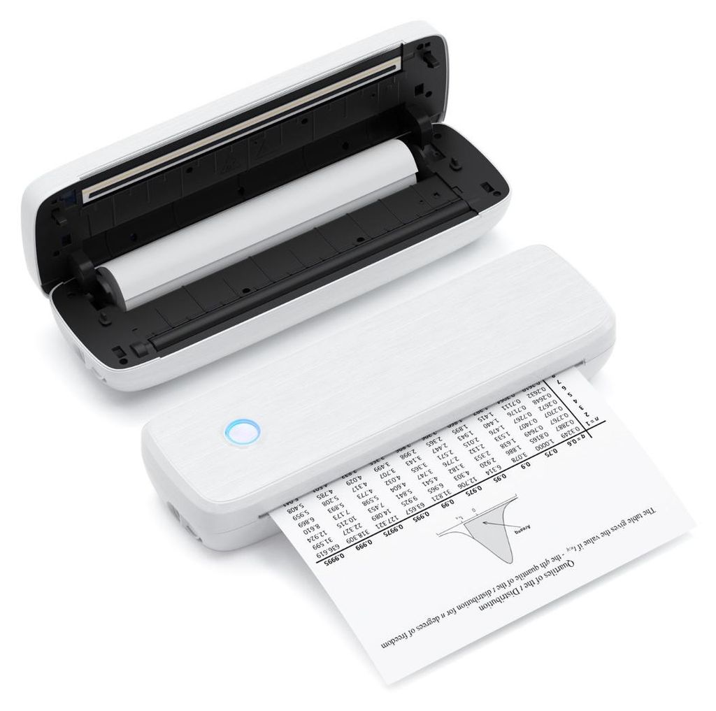 INF Mobiler Thermodrucker Polymer-Lithium-Akku 29cm x 9cm x 6.3cm mobil Weiß
