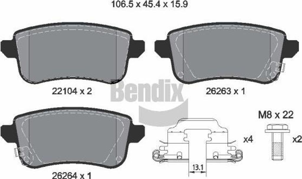 BENDIX Braking BPD2394 Bremsbelagsatz, Scheibenbremse OE 440606659R kompatibel mit Captur, Zoe