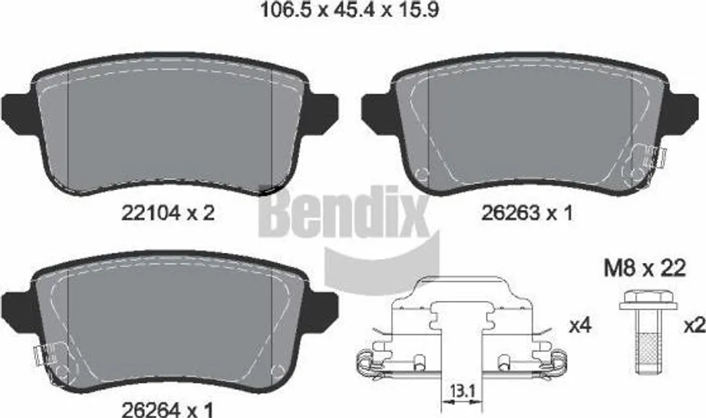 Jeu de Plaquettes de Frein Bendix BPD2394 pour Renault Captur et Zoe