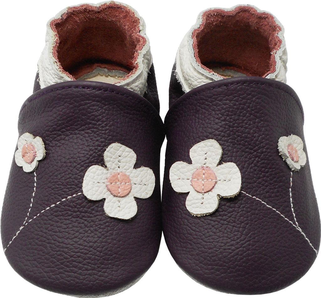Weiche Yalion Baby Krabbelschuhe Lauflernschuhe Lederpuschen aus echtem Leder 2 Blumen Violett (23-24 XL, EU 23-24)