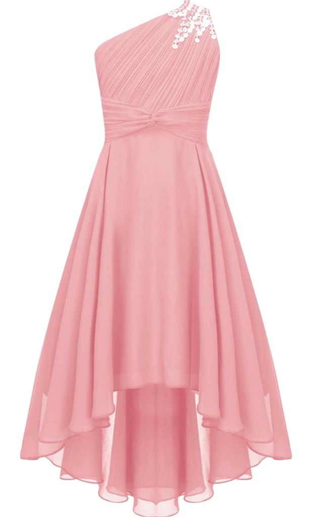 Elegantes Ein-Schulter Hochzeitskleid für Mädchen | Produktbild 