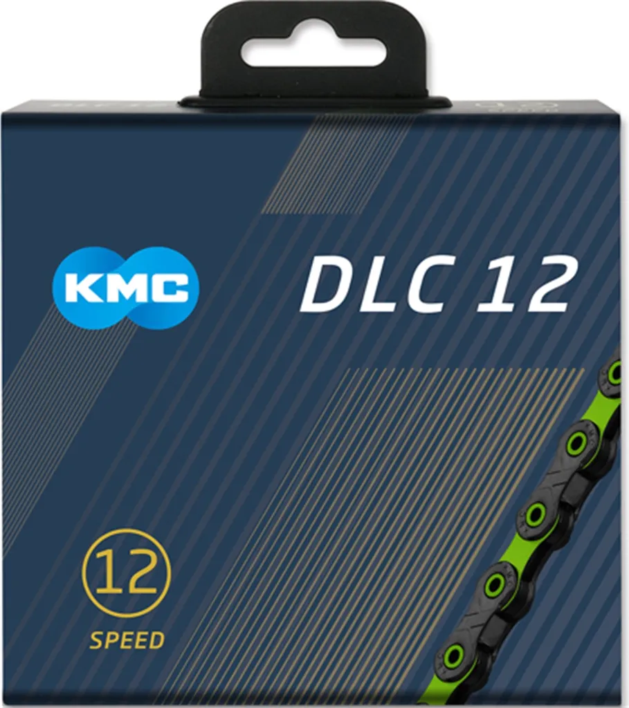 Chaîne KMC DLC12 12 Vitesses Revêtement Diamond Like Carbon Noir et Vert