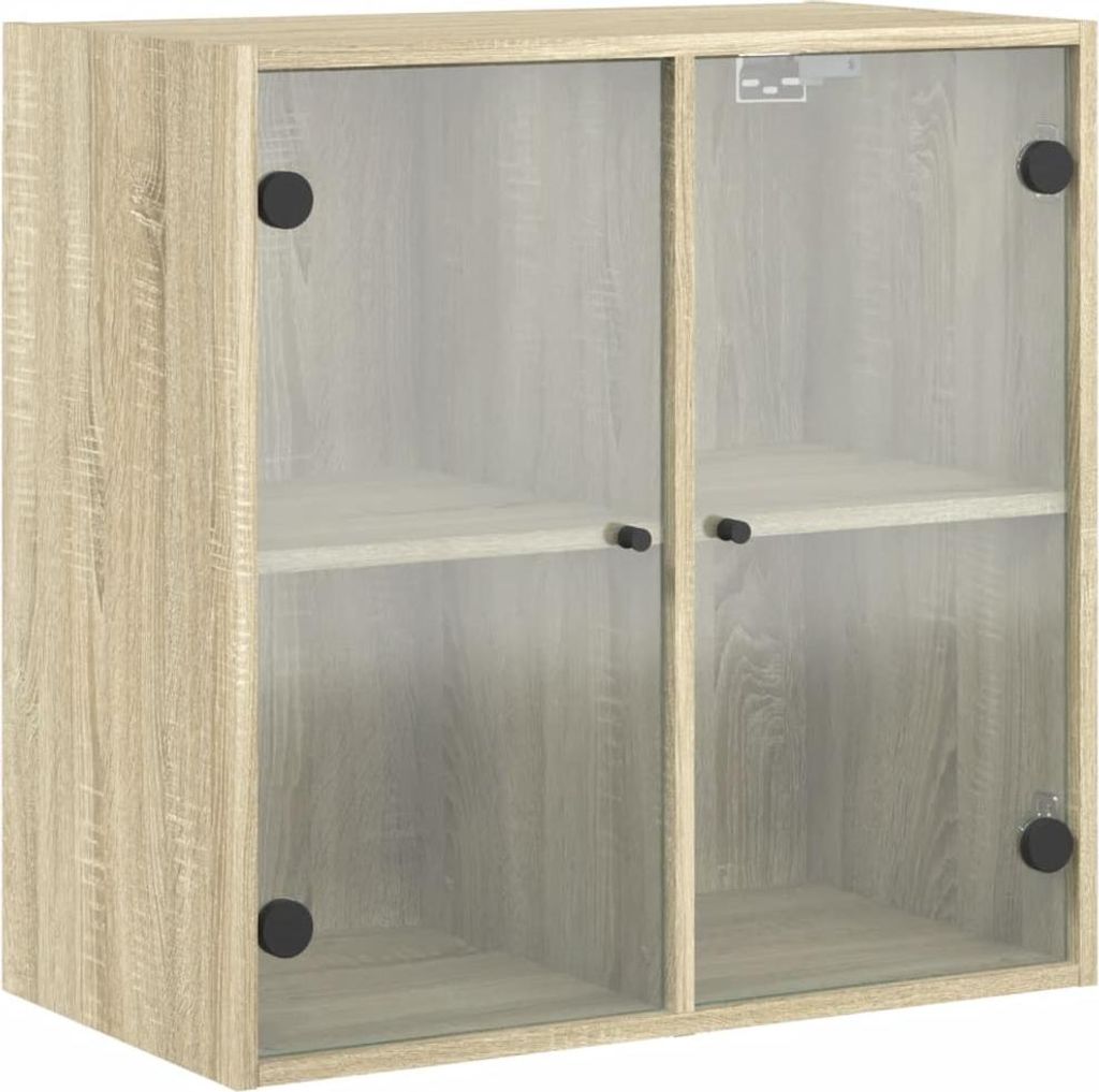 vidaXL Wandkast met glazen deuren, Sonoma-eikenhout, Productafbeelding 