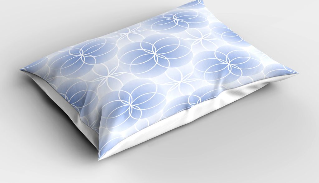 ABAKUHAUS Geometrie Kopfkissenbezug, Anteil der Weltfigur mit überschneidender konzentrischer Spiralkunst, 40x80 cm, Hellblau