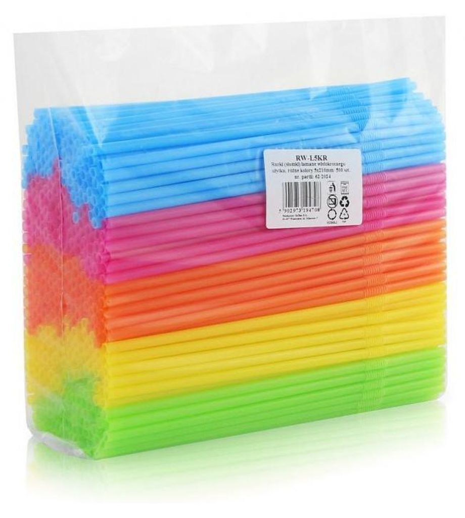 2000 Mehrweg Plastik Trinkhalme / Strohhalme bunt flexibel Produktbild 
