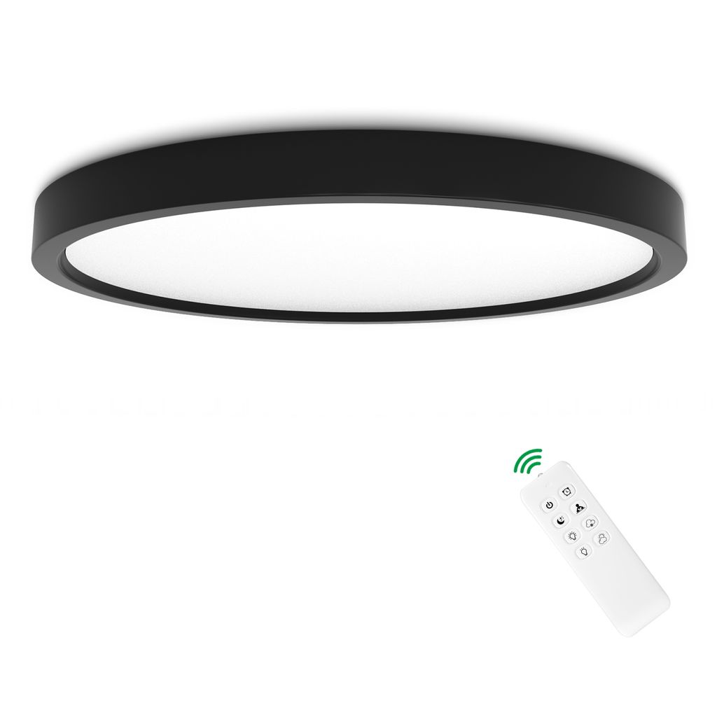 Anten 24W LED deckenleuchte schwarz mit fernbedienung,Deckelampe dimmbar,Helligkeit und Farbtemperatur Einstellbar für Wohnzimmer,Schlafzimmer Ø30cm 