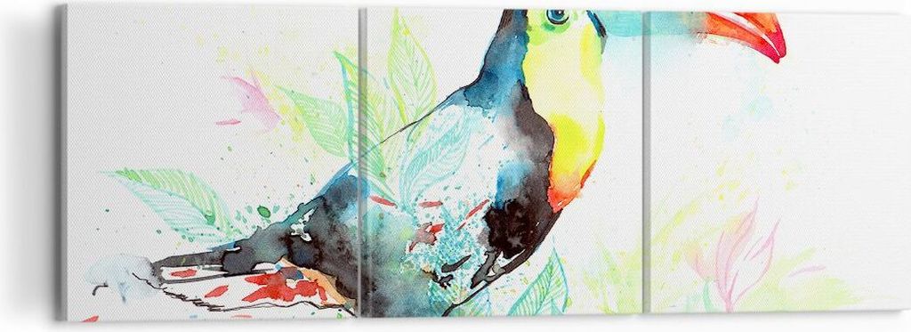 Bild auf Leinwand - Leinwandbild - Vogel Toucan Neugier wild - 120x40cm - Wand Bild - Wanddeko - Leinwanddruck - Bilder - Kunstdruck - Wanddekorati...