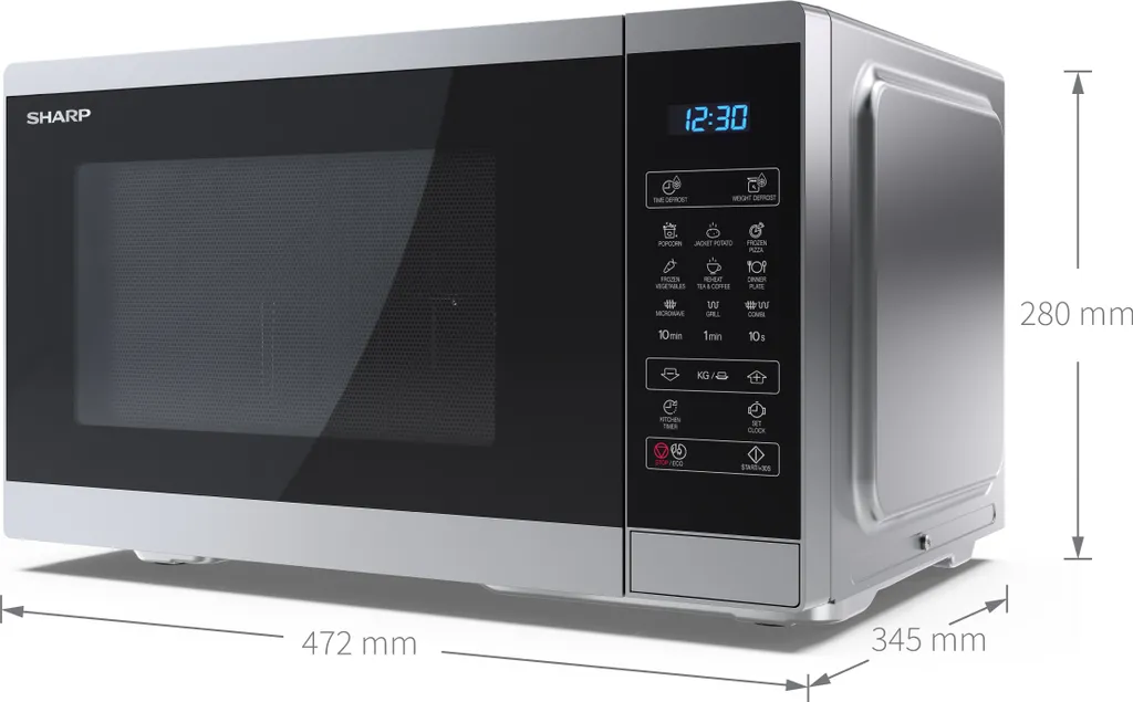 Micro-ondes Combiné Grill Sharp 25L Argent Idéal pour Famille 900W