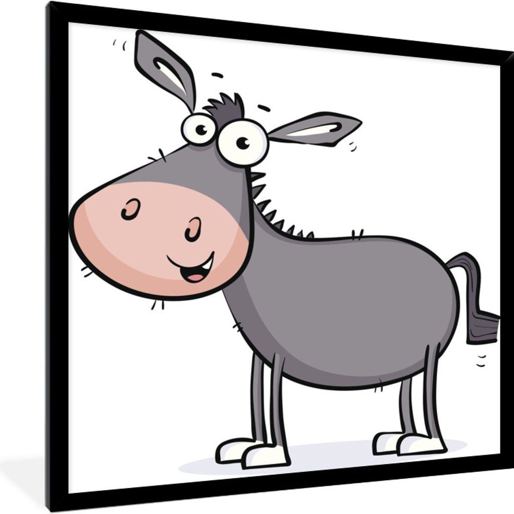 MuchoWow Gerahmtes Poster Eine Illustration eines grauen Esels 40x40 cm - Poster mit Schwarzem Bilderrahmen Wandposter Rahmen Foto Bilder - Mit R...