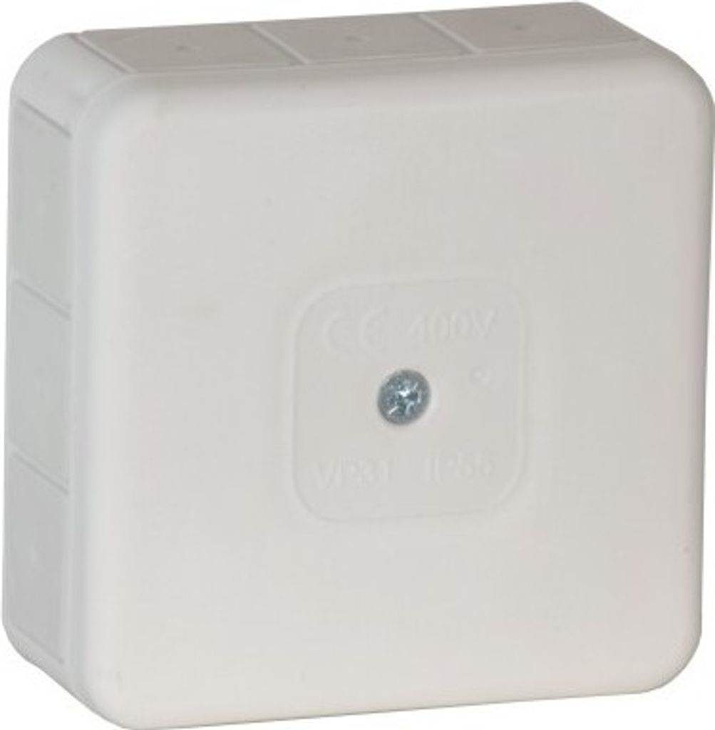 Aufputzdose, hermetisch IP44, weiß, anschraubbar, 85x85x37 Viplast 03101