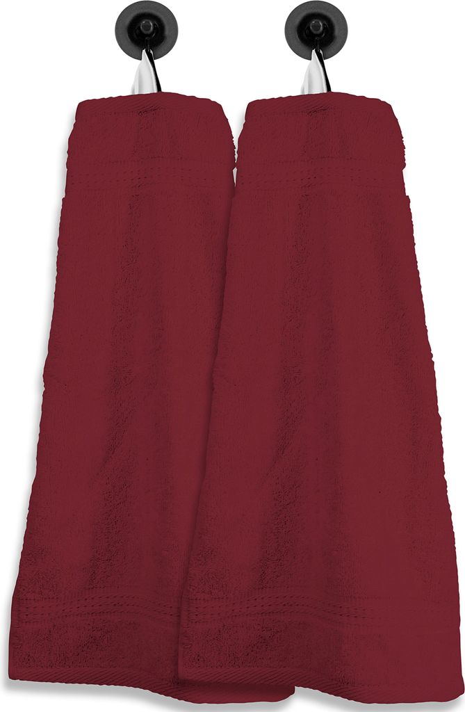 2 Gästetücher Gästehandtücher bordeaux 30x50 cm Set Baumwolle Handtücher Frottee