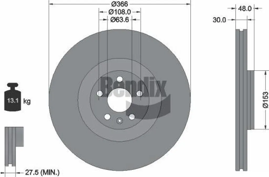 Disque de frein pour Volvo XC60 et XC90 BENDIX BDS1606HC haute qualité