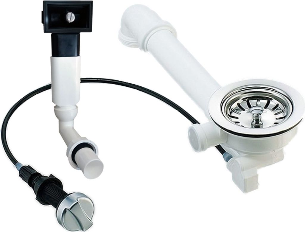 A sink drain assembly with overflow and a control knob.