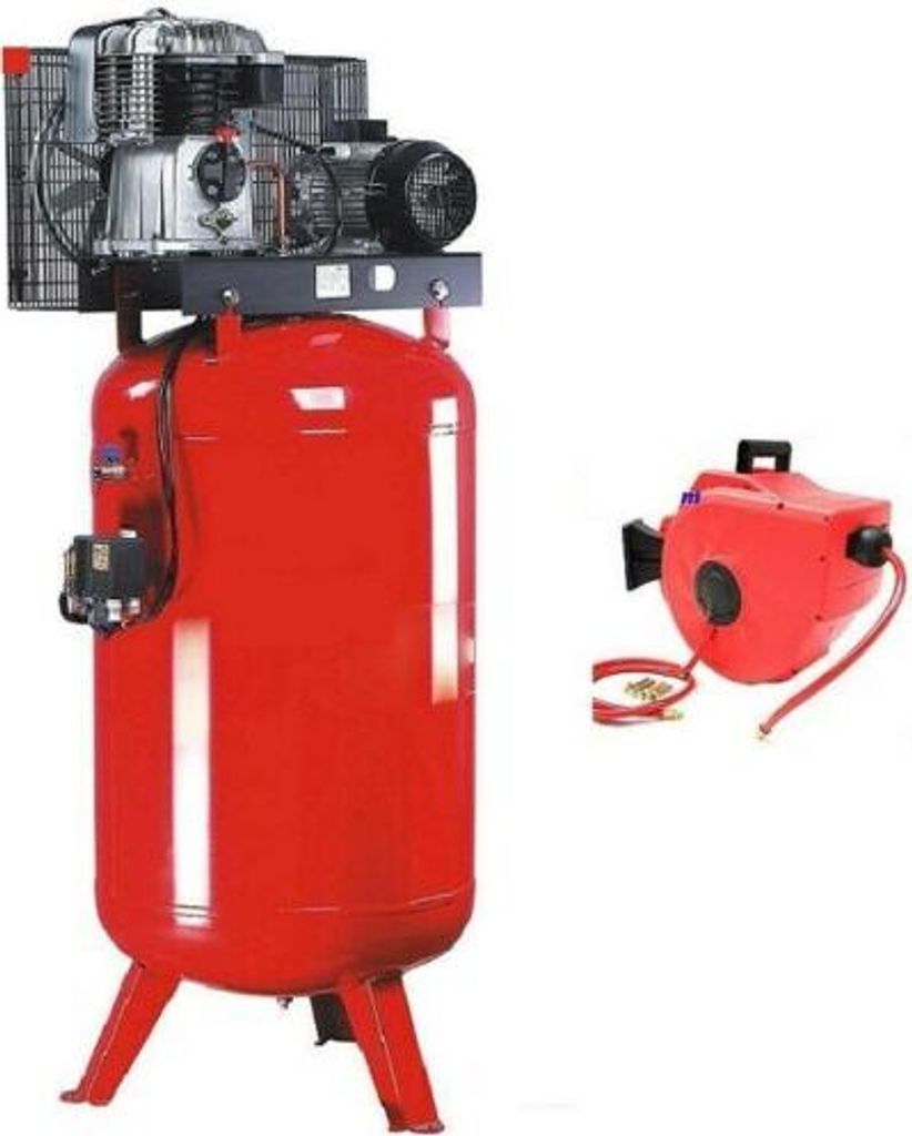 Kompressor 700/11/270 BK14 stehend 5,5PS Industriekompr. + Schlauchroller 30m