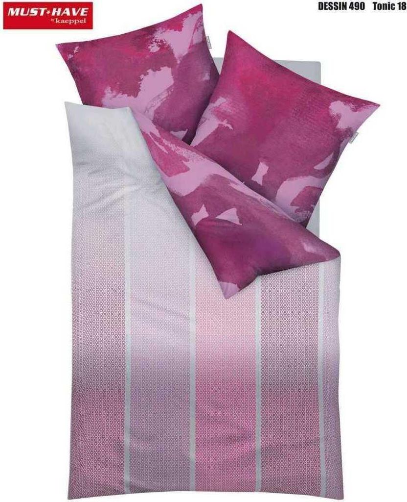 Kaeppel Satin Bettwäsche Tonic Pink 100% Baumwolle Reißverschluss Bettbezug Kissenbezug Bettgarnitur Bettwäsche-Set Bettzeug 135x200 cm