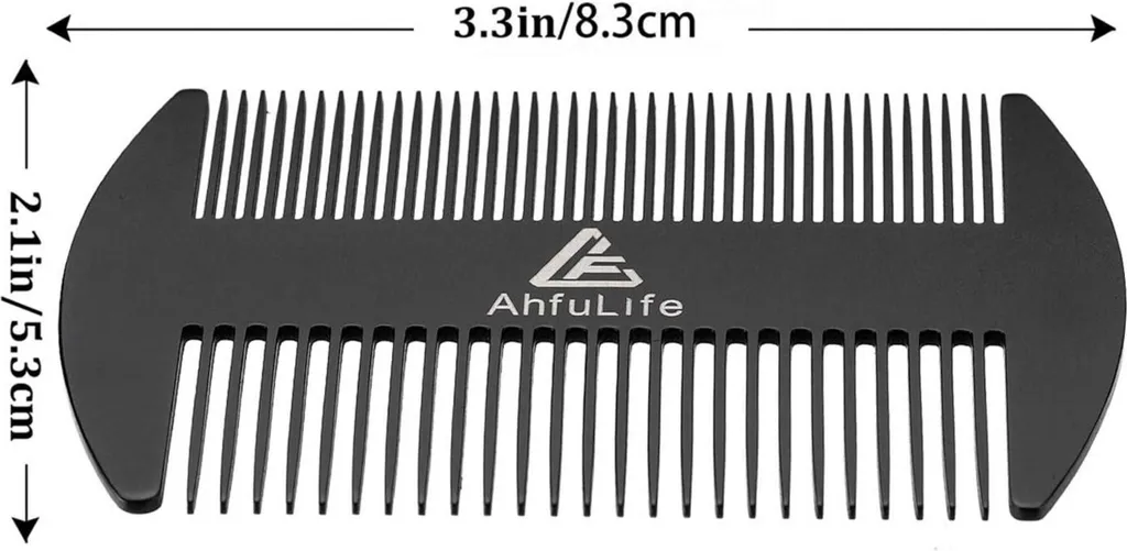 Pettine Barba Metallo Acciaio Inossidabile - EDC Formato Carta di Credito - 3