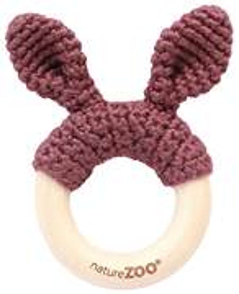 natureZOO Beißring Dunkelbraun Greifling 10 cm Ahornholz aus Bambusgarn