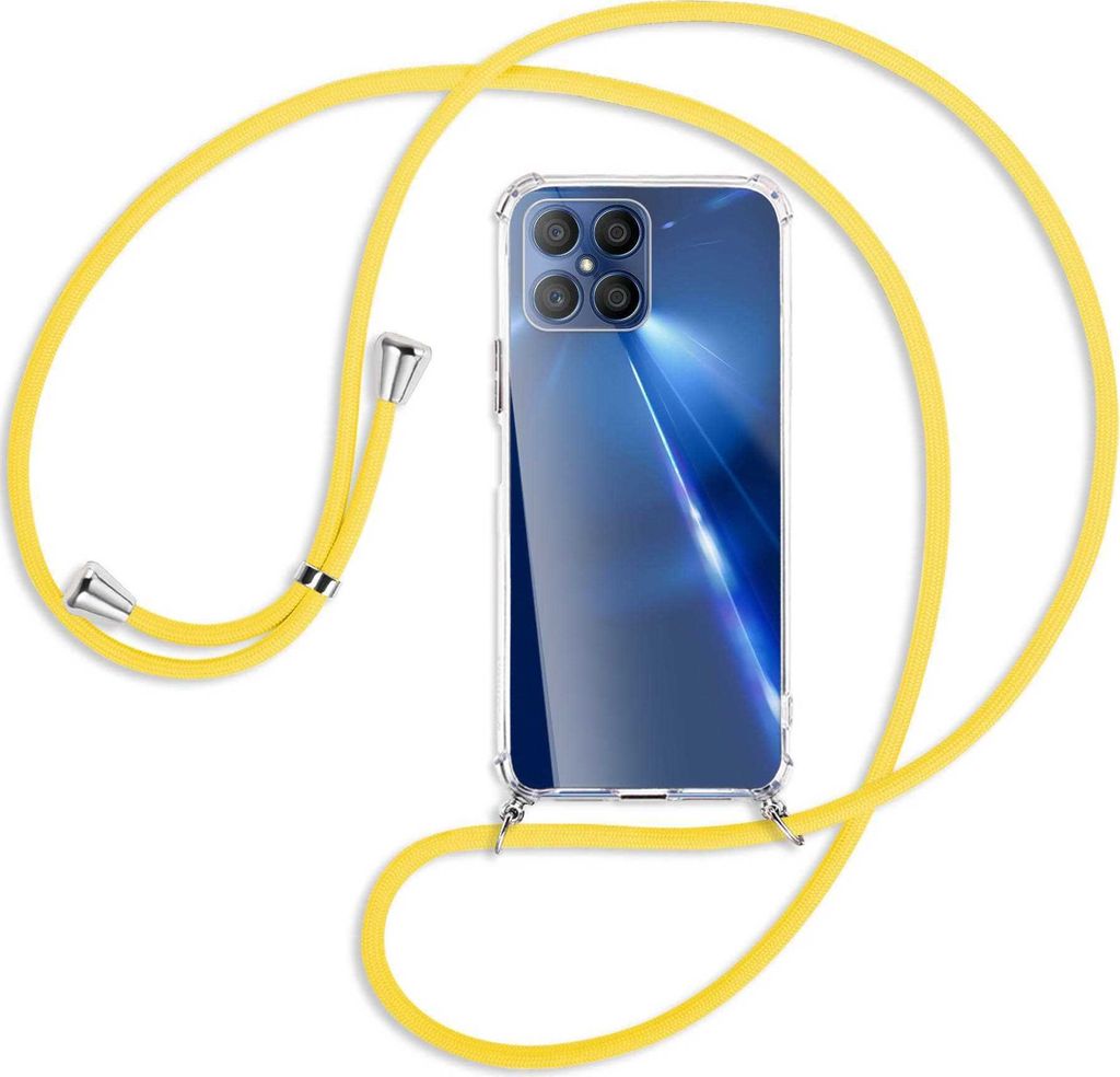 Handykette Backcover-Schutzhülle mit Band (Metall silberfarben) für Honor X8 - gelb