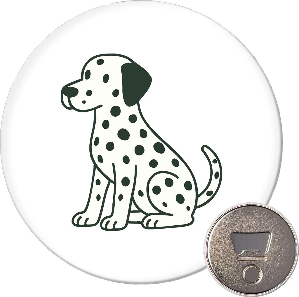 Huuraa Magnet Dalmatiner Comic Dotti 59mm Kühlschrankmagnet rund Flaschenöffner Geschenkidee