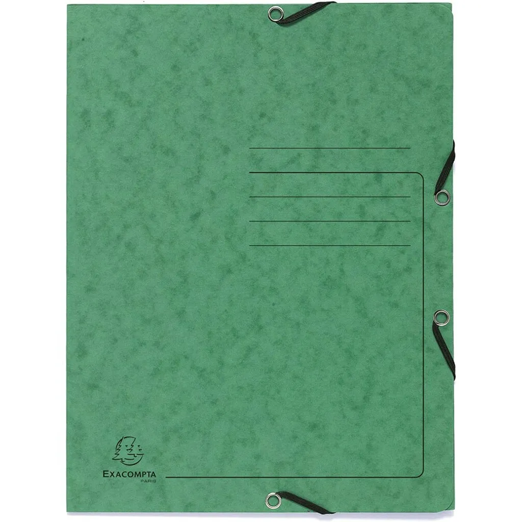 Exacompta 55403E Confezione 25 Cartelle a 3 Lembi con Elastico Verde A4