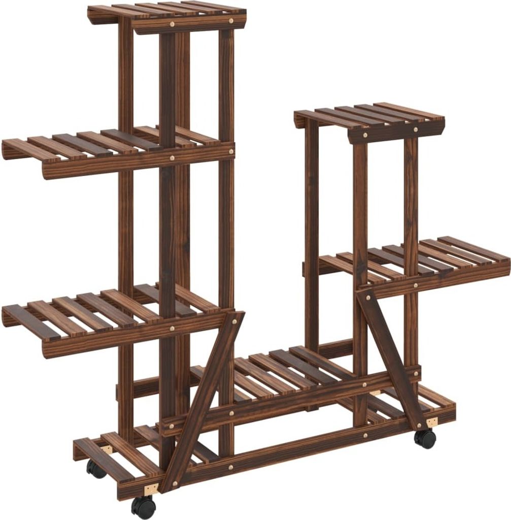 Blumenständer mit Rollen 95x25x101 cm Massivholz Tanne