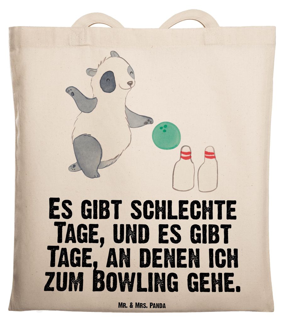 Mr. & Mrs. Panda Stoffbeutel Panda Bowling - Transparent - Geschenk, Kegelbahn, Tote Bag, Kegelausflug, Bowlingbahn, Tasche, Laptoptasche, Center, ...