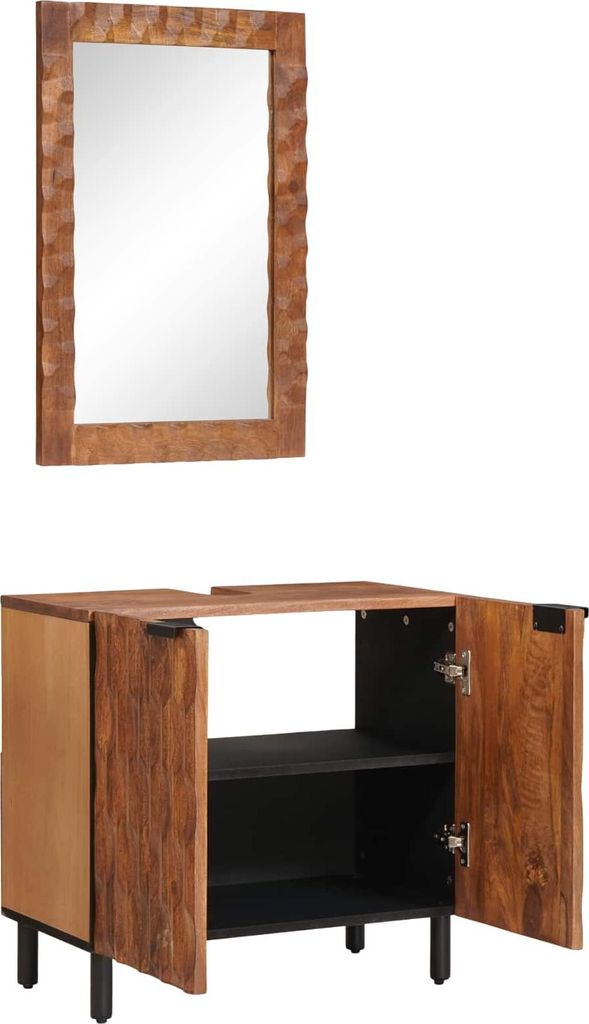 Badezimmer Sets 2 pcs Akazie Braun Winish Massivholz Mango