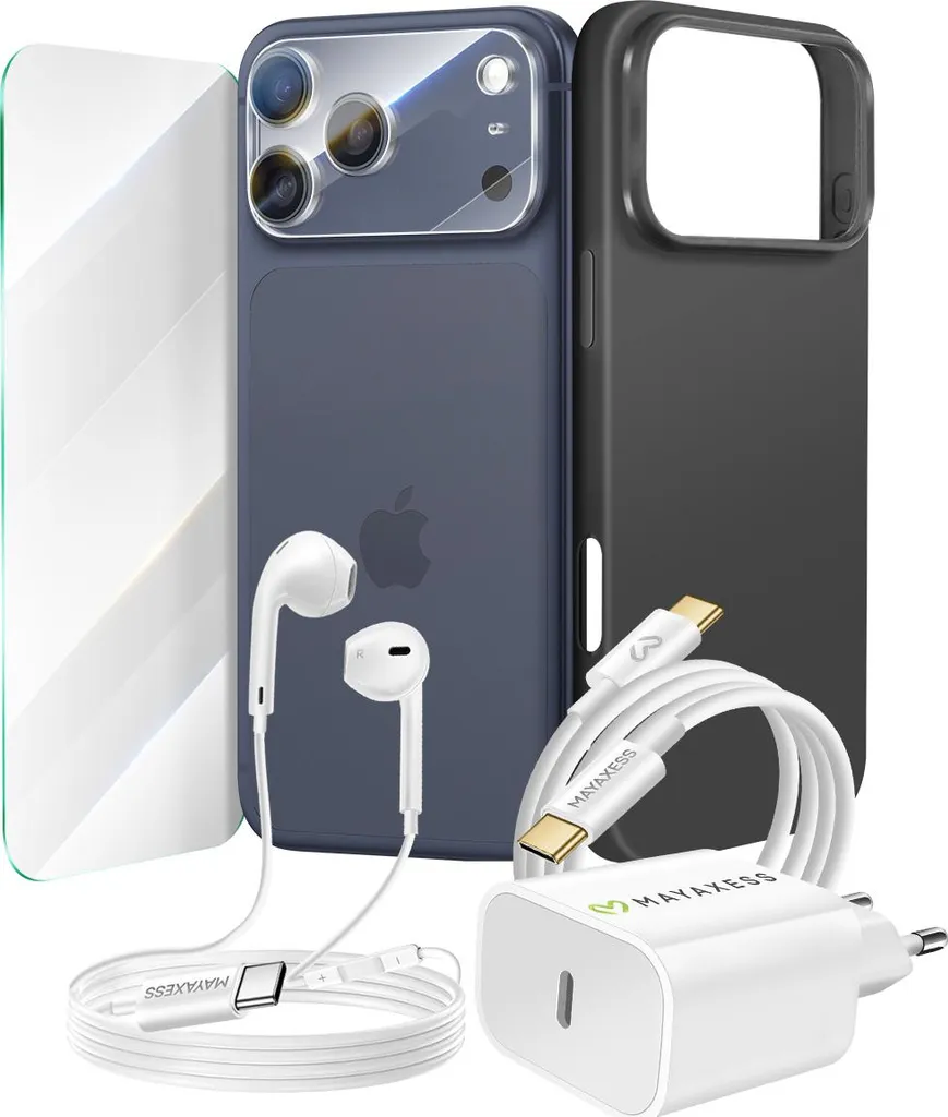 Bundle Essenziale iPhone 17 Pro: Custodia Nera e Accessori Mayaxess