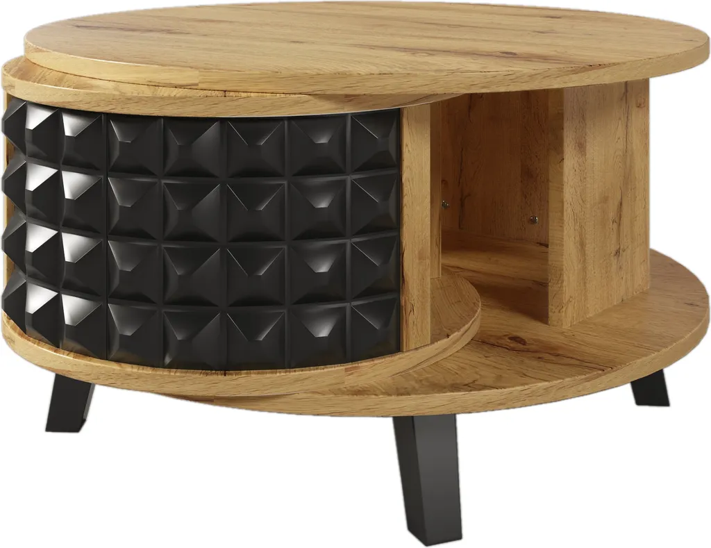 Table basse rotative carrée avec coffre de rangement intégré bois - 9