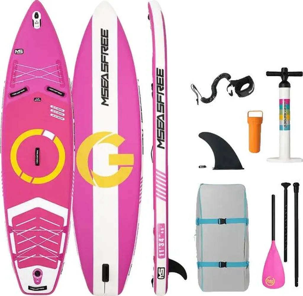 Planche de Paddle pour Balade en Mer, SUP Gonflable Rouge Rose Complet